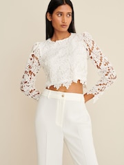 White Occasion Lace Long Sleeve Top - Image 1 of 6