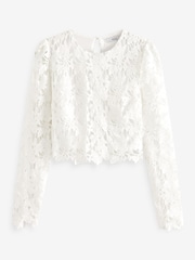 White Occasion Lace Long Sleeve Top - Image 5 of 6