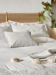 Morris & Co Silver Pure Strawberry Thief Embroidery Duvet Cover - Image 1 of 3