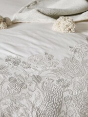 Morris & Co Silver Pure Strawberry Thief Embroidery Duvet Cover - Image 3 of 3