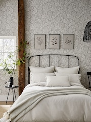 Morris & Co Silver Pure Linen Cotton Bed Duvet Cover - Image 1 of 2