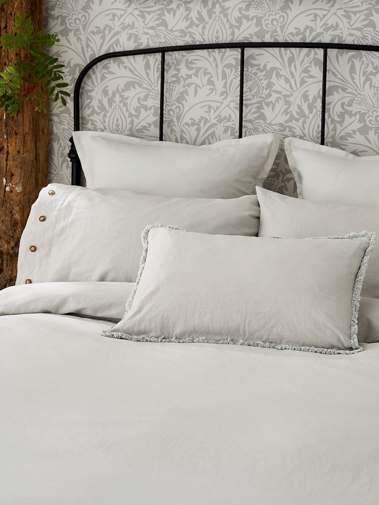 Morris & Co Silver Pure Linen Cotton Bed Duvet Cover - Image 2 of 2