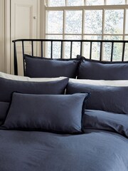 Morris & Co Blue Linen Cotton Bed Duvet Cover - Image 2 of 3
