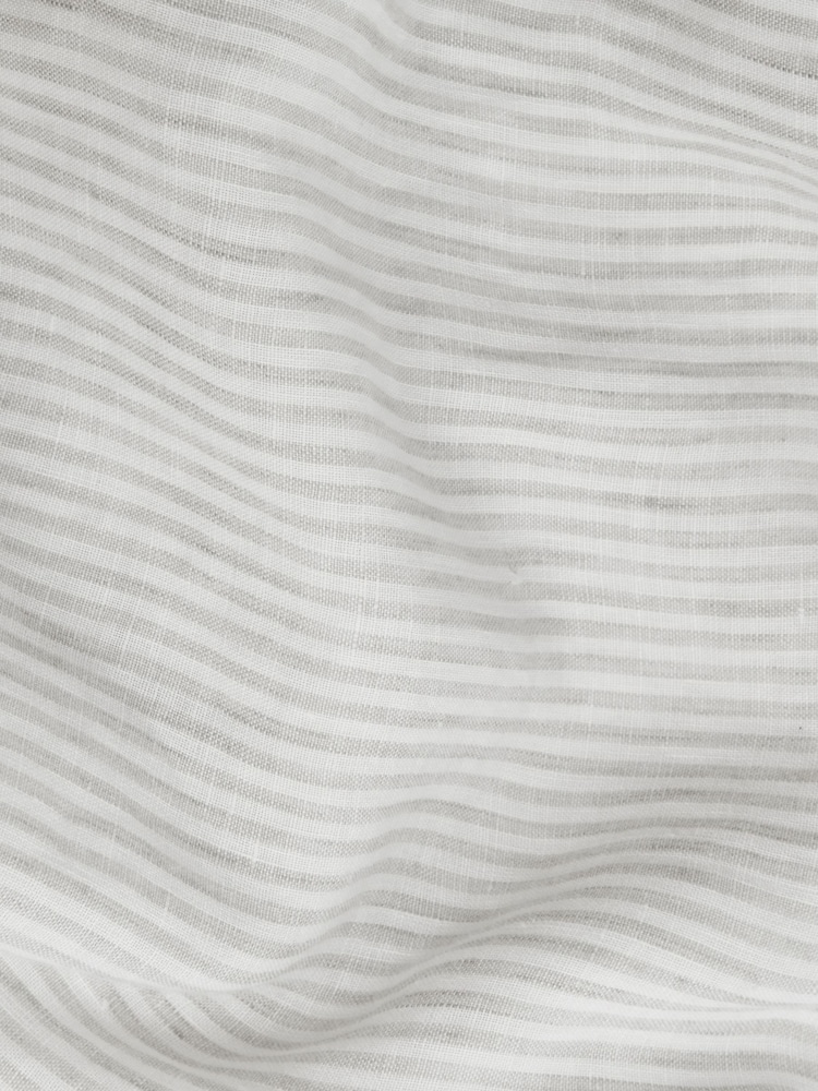 Reiss Oatmeal Stripe Ruban Linen Long Sleeve Shirt - Image 5 of 5