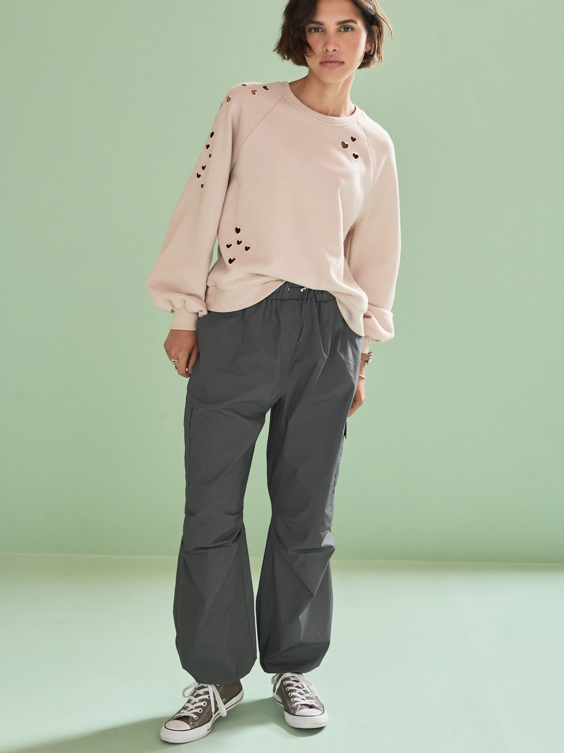 トップス Cotton lace heart sweatshirt トップス Cotton lace heart sweatshirt (gray) LACE HEART