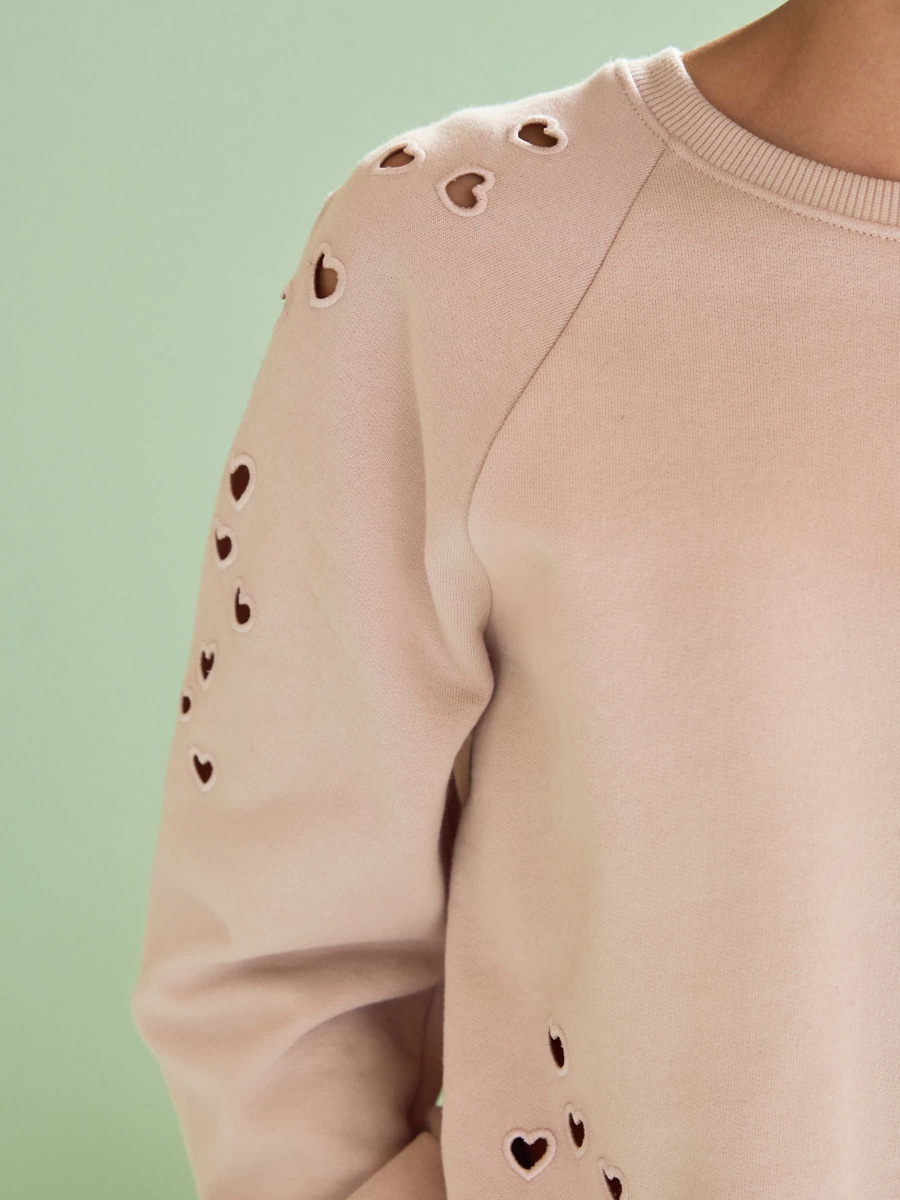 トップス Cotton lace heart sweatshirt LACE HEART SWEATSHIRT - Pastel pink | ZARA Australia