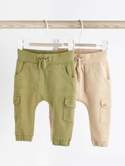 Khaki Green/Cream Baby Cargo Joggers 2 Pack - Image 1 of 7