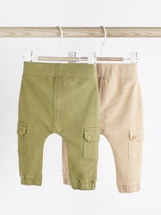 Khaki Green/Cream Baby Cargo Joggers 2 Pack - Image 2 of 7