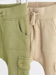 Khaki Green/Cream Baby Cargo Joggers 2 Pack - Image 3 of 7