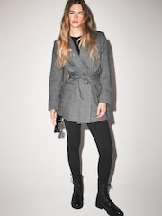 Grey Tailored Belted Herringbone Blazer - Image 2 of 4
