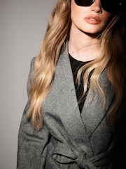 Grey Tailored Belted Herringbone Blazer - Image 4 of 4