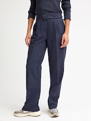 Marineblau/blau - Straight-Leg-Hose mit Gürtel in Tailored Fit - Bild 1 von 7