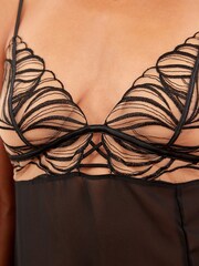 Black Signature Embroidered Sheer Slip - Image 5 of 7