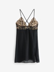 Black Signature Embroidered Sheer Slip - Image 6 of 7