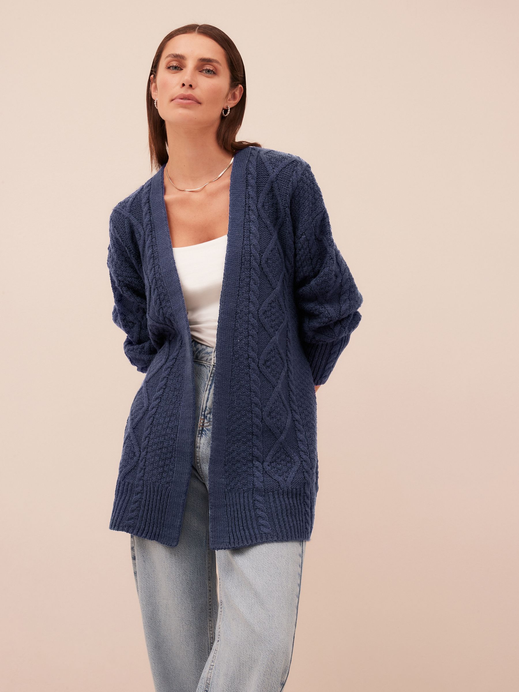 Buy Navy Blue Cable Belt Cardigan from Next Luxembourg