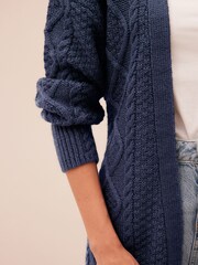 Navy Blue Cable Belt Cardigan - Image 4 of 7