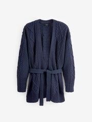 Navy Blue Cable Belt Cardigan - Image 6 of 7