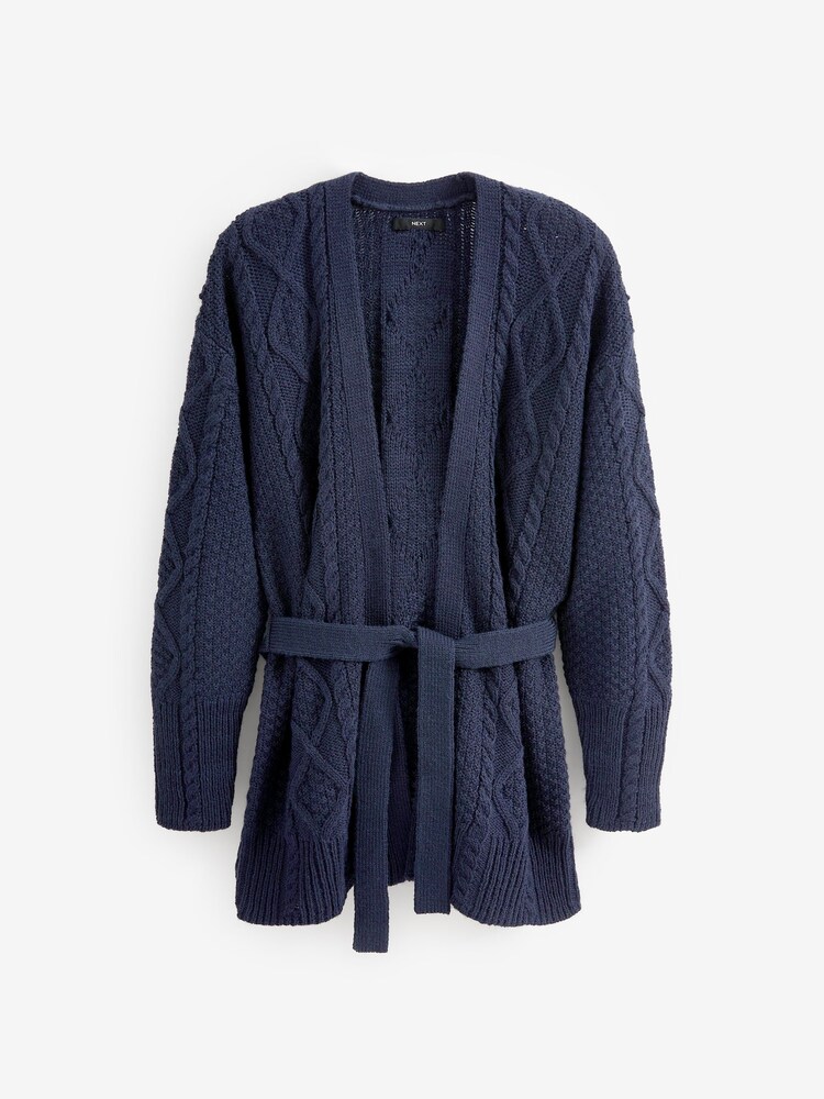Navy Blue Cable Belt Cardigan - Image 6 of 7