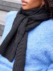 Black Knit Cable Scarf - Image 3 of 4