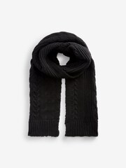 Black Knit Cable Scarf - Image 4 of 4