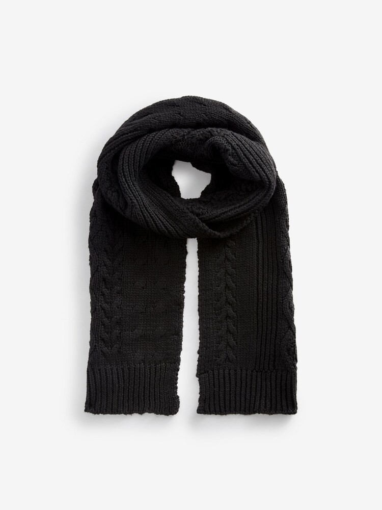 Black Knit Cable Scarf - Image 4 of 4
