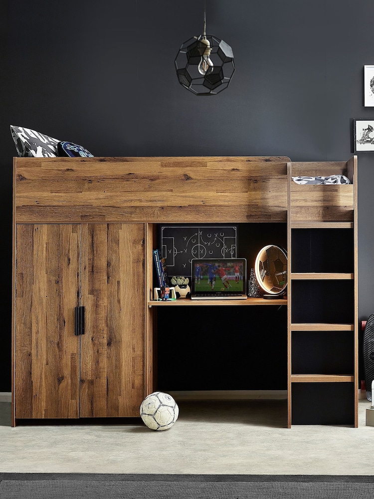 Oak Effect Bronx Kids High Sleeper Bed Frame - Image 1 of 10