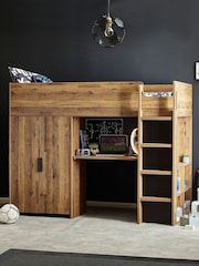 Oak Effect Bronx Kids High Sleeper Bed Frame - Image 2 of 10
