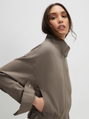 River Island Green Linen Blend Drop Hem Funnel Neck Jacket - Image 4 of 4