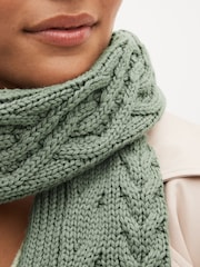 Khaki Green Knit Cable Scarf - Image 2 of 4