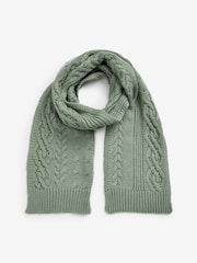 Khaki Green Knit Cable Scarf - Image 3 of 4