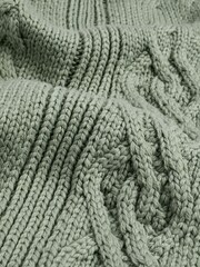 Khaki Green Knit Cable Scarf - Image 4 of 4