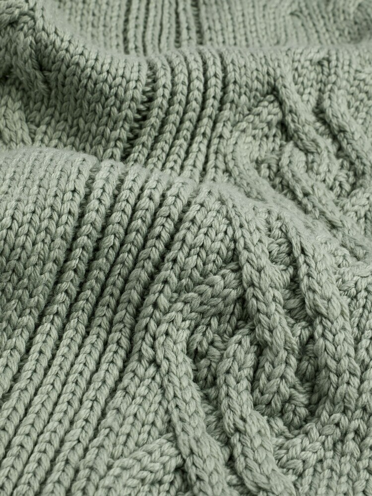 Khaki Green Knit Cable Scarf - Image 4 of 4