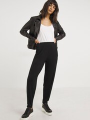 JD Williams Black Jersey Tapered Leg Trousers 2 Pack - Image 3 of 5