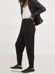 JD Williams Black Jersey Tapered Leg Trousers 2 Pack - Image 4 of 5