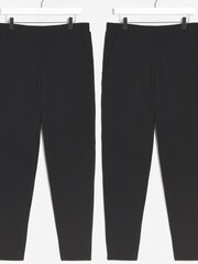 JD Williams Black Jersey Tapered Leg Trousers 2 Pack - Image 5 of 5