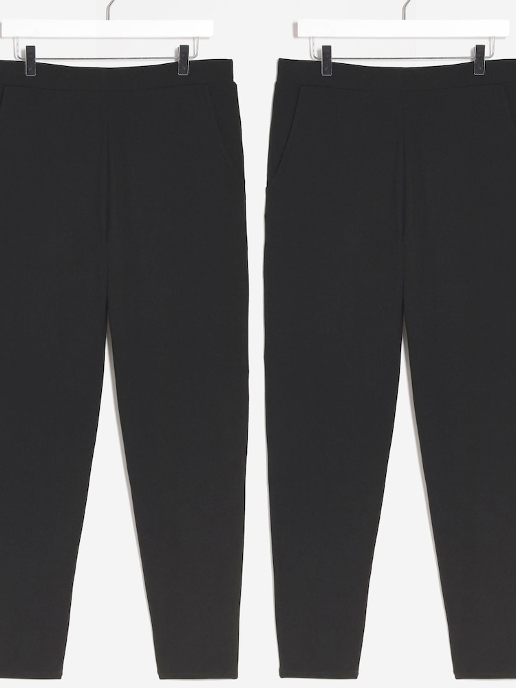 JD Williams Black Jersey Tapered Leg Trousers 2 Pack - Image 5 of 5