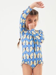 Angel & Rocket Blue Zip-Up Long Sleeve Rash Swimsuit - Image 1 of 6