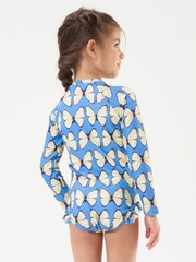 Angel & Rocket Blue Zip-Up Long Sleeve Rash Swimsuit - Image 2 of 6