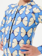 Angel & Rocket Blue Zip-Up Long Sleeve Rash Swimsuit - Image 3 of 6