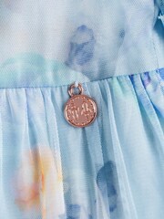 Angel & Rocket Blue Floral Printed Mesh Tiered Dress - Image 10 of 10