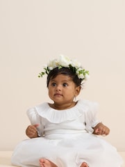 Angel & Rocket Cream Grace Frill Collar Tie Sash Dress - Image 1 of 4
