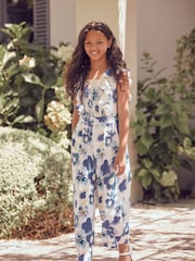 Angel & Rocket Blue Gracie Floral Shirred Jumpsuit - Image 1 of 1