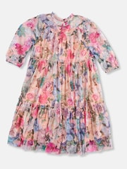 Angel & Rocket Pink/Yellow Floral Eleanor Print Mesh Dress - Image 3 of 5