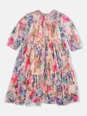 Angel & Rocket Pink/Yellow Floral Eleanor Print Mesh Dress - Image 4 of 5
