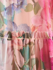 Angel & Rocket Pink/Yellow Floral Eleanor Print Mesh Dress - Image 5 of 5