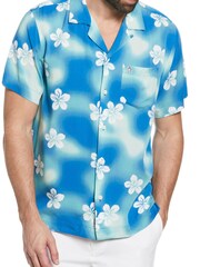 Original Penguin Blue Short Sleeve Flower Print Resort Shirt - Image 1 of 3
