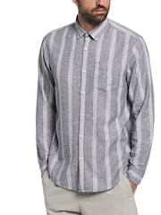 Original Penguin Orange Linen Blend Striped Shirt - Image 1 of 3