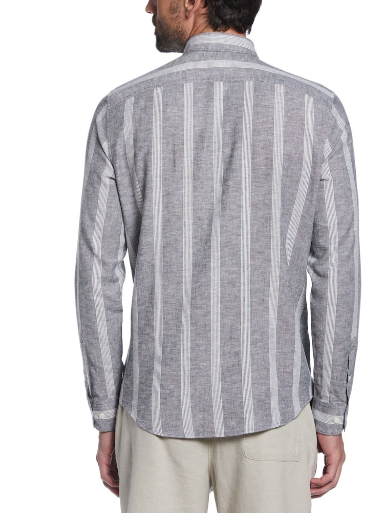 Original Penguin Orange Linen Blend Striped Shirt - Image 2 of 3