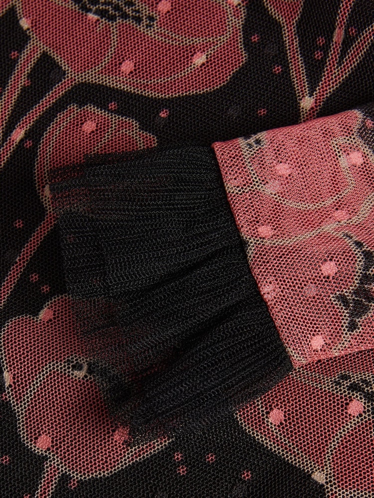 Ted Baker Maggann Black Long Sleeved Top With Neck Frills - Image 5 of 5