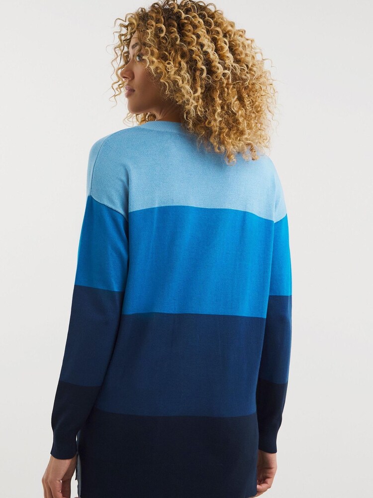 JD Williams Blue Slouchy V-Neck Tunic Jumper - Image 2 of 4